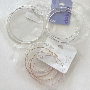 4/$25 Oversized Hoop Earrings Lot